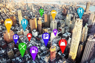 Dubai Abd'de New York Cityscape Hedef Over Renkli Marks Navigator