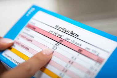 Kutuda Beslenme Gerçekleri Okuyan Kadının Yakın Çekim