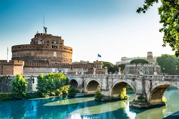 Castel Sant Angelo Amanecer Roma Italia —  Fotos de Stock