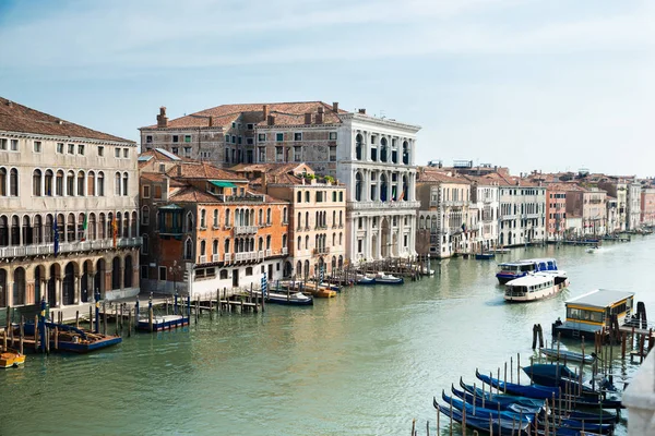 Vista Ángulo Alto Coloridas Villas Casas Largo Del Gran Canal — Foto de Stock