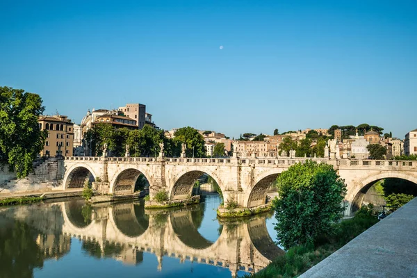 Angelo Bridge Nära Castel Sant Angelo Vid Sunrise Rom Italien — Stockfoto