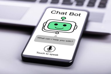Online Sohbet Bot Uygulaması Ile Cep Telefonu Dizüstü Üzerine Yerleştirilen Ekranda