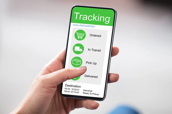 Comprobación Clientes Seguimiento Del Envío Sitio Web Teléfono Inteligente Sobre — Foto de Stock