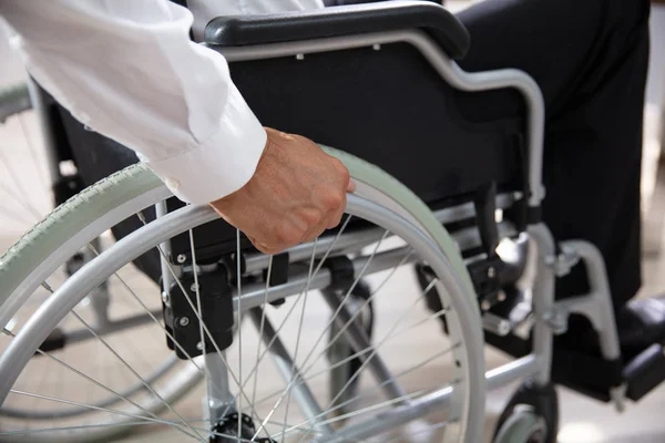 Close Businessman Sitting Wheelchair Office — Stock Photo, Image