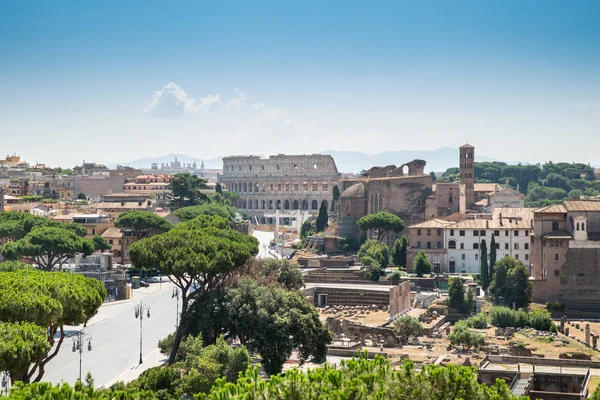 Foro Romano Coliseo Vista Ángulo Alto —  Fotos de Stock