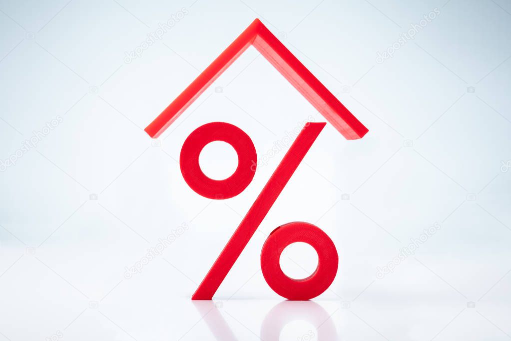 House Roof Over Mortgage Interest Rate Percentage Sign