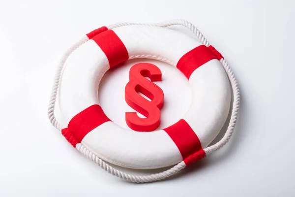 Close Red Paragraph Sign Life Buoy Isolated White Background — Stock Photo, Image