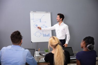 Güvenilir İşadamının Gemide Sunum Yapmasına Bakan İş Adamlarının Arka Bakışı