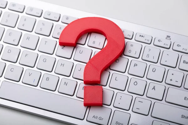 Photo Red Question Mark Computer Keyboard — Stock Photo, Image