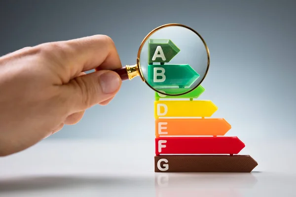 Magnifying Glass Energy Efficiency Rating Chart — Stock Photo, Image