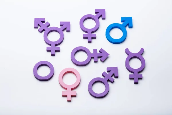Beyaz Arkaplanda Cinsiyet Seçimi Üzerine Çoklu Cinsiyet Şaretleri — Stok fotoğraf