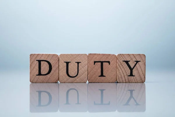 Duty Word Gemaakt Met Behulp Van Houten Blokken Begrip Juryrecht — Stockfoto