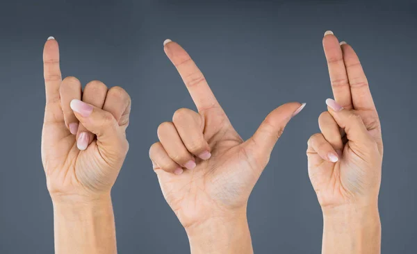 Woman Hands Showing Love You Using Sign Language — Φωτογραφία Αρχείου