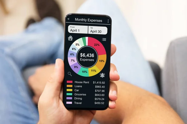 Mobiltelefon App För Pengar Budget Och Prisvärdhet Tracking — Stockfoto