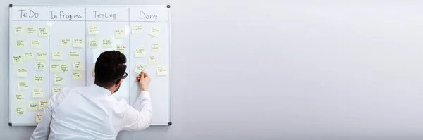 Kanban Schedule Plan Συμβούλιο Στον Τοίχο Πίνακας Εργασίας — Φωτογραφία Αρχείου