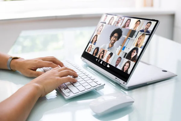 Online Video Konference Webinar Call Videokonferenční Setkání — Stock fotografie