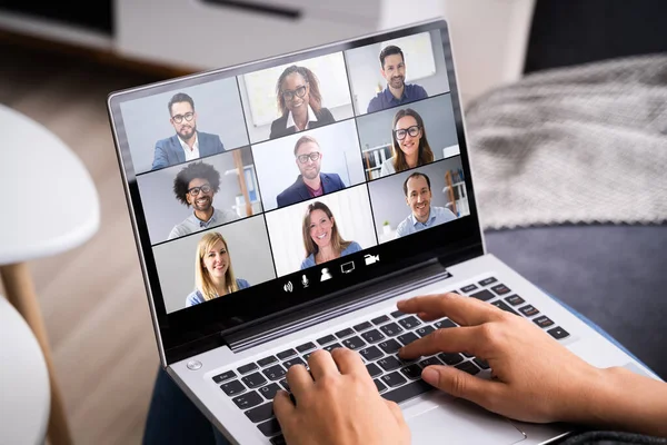 Videoconferenza Online Webinar Call Videoconferenza Riunione — Foto Stock