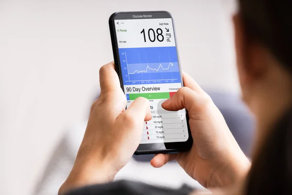 Glucose Continuous Sugar Check Smart Monitor Diabetes Patient — Stock Photo, Image