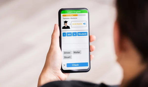 Online Lär Dig Engelska Språkkurs Smartphone — Stockfoto