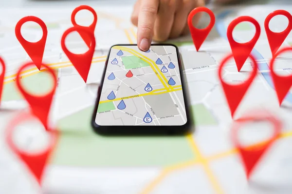 Místní Mapa Pin Marker Hledat Městě — Stock fotografie