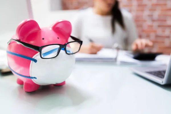 Sparen Sie Geld Sparschwein Budgetierung Und Finanzprüfung — Stockfoto