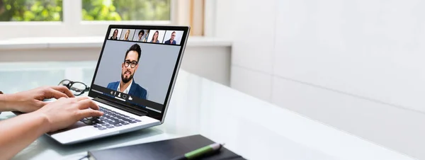 Lavoro Casa Video Conferenza Online Webinar — Foto Stock