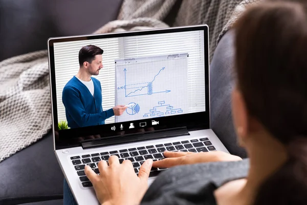 Online Virtual Video Conference Εκπαίδευση Στο Laptop — Φωτογραφία Αρχείου