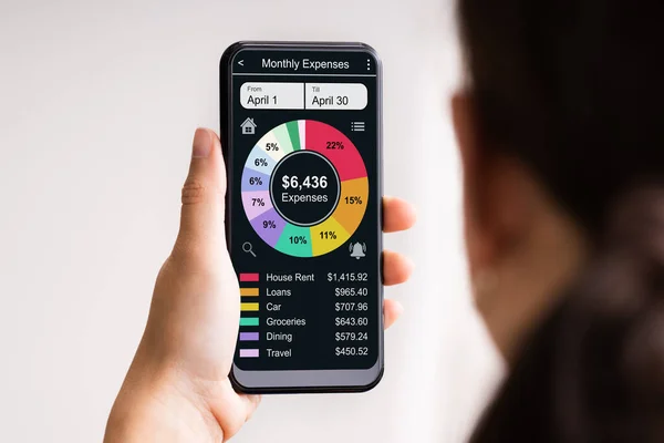 Online Bank Telefon Komórkowy App Money Tracking — Zdjęcie stockowe