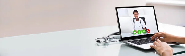 Medico Medico Holding Online Elearning Video Conferenza — Foto Stock