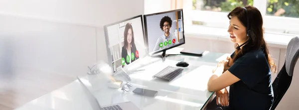 Online Video Conference Learning Call Work Home — Stock Photo, Image