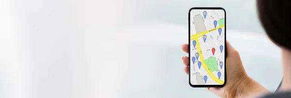 Gps Navigator Locatie Kaart Mobiele Telefoon Mobiele Telefoon — Stockfoto