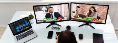 Çevrimiçi Video Konferansı Öğrenme Çağrısı. Evden Çalışma