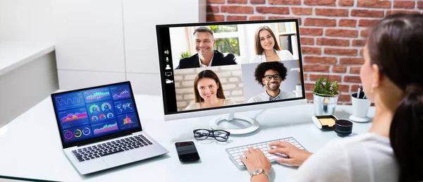 Online Videoconferentie Oproep Bijeenkomst Afstand Webinar — Stockfoto