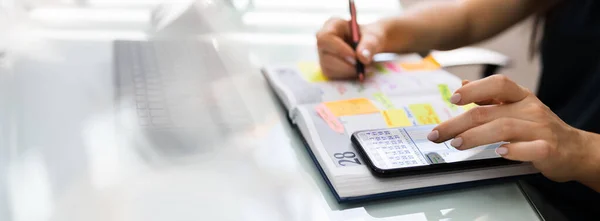 Calendário Tarefas Agenda Com Lista Lembretes — Fotografia de Stock