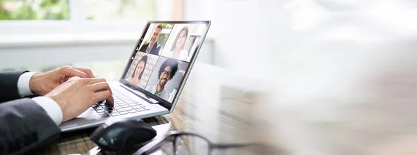 Lavoro Casa Video Conferenza Webinar Riunione Remota — Foto Stock