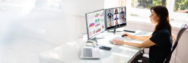 Çevrimiçi Video Konferansı Öğrenme Çağrısı. Evden Çalışma