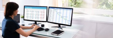 Gantt Çizelge Planlayıcısı Bilgisayar ekranında. Zamanlama ve Gündem