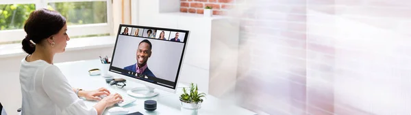 Online Videokonferenz Remote Webinar Meeting — Stockfoto