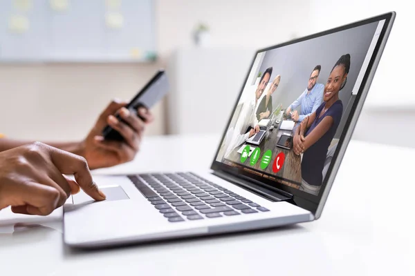 Online Video Conference Work Call Webinar — Stock Photo, Image
