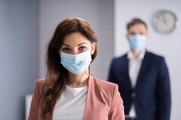 People Waiting Line Standing Queue Wearing Medical Face Mask — Stock Photo, Image