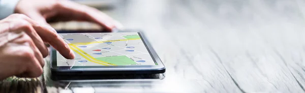 Gps Helyszín Utca Térkép Ikon Digitális Tablet — Stock Fotó