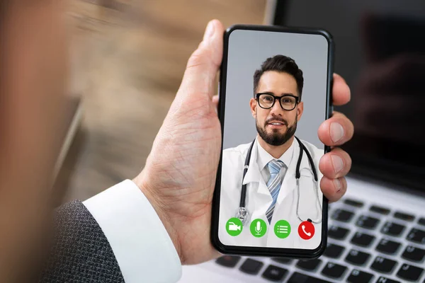 Médico Médico Vídeo Teléfono Smartphone — Foto de Stock