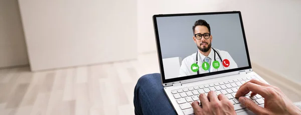 Web Chat Video Conference Call Doctor — Stock Photo, Image