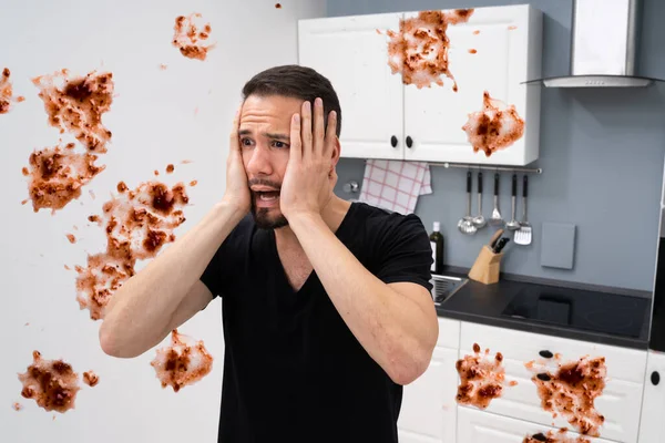 Messy Kitchen Food Spill Accident Mess — Stock Photo, Image