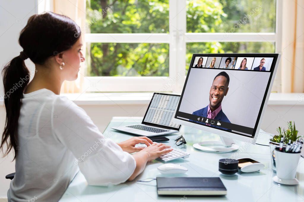Online Video Conference Call. Remote Webinar Meeting