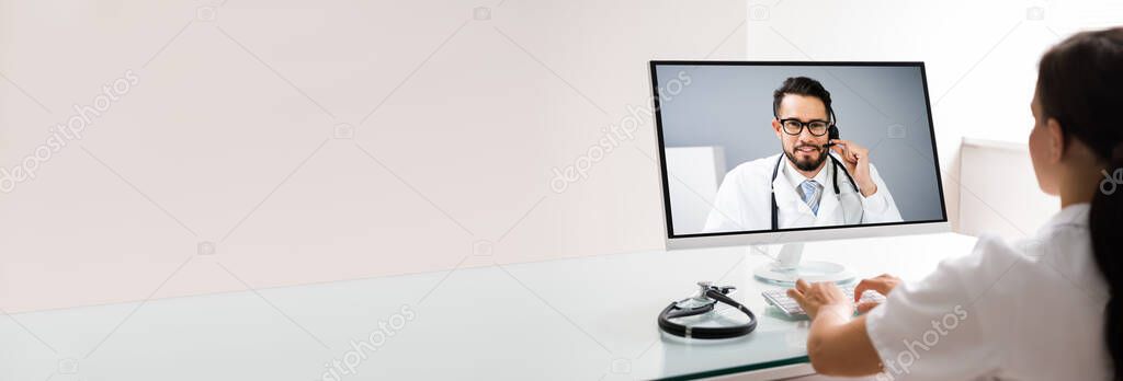 Medical Doctor Holding Online Elearning Video Conference