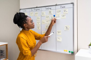 Gemiye Kanban Planı Yazan Afrikalı Amerikalı Kadın