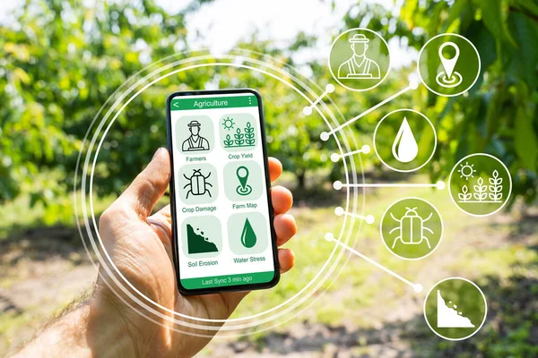 Inteligentne Rolnictwo Technologia Cyfrowa Rolnictwo App Farmie — Zdjęcie stockowe