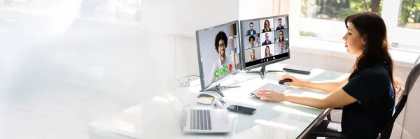 Online Video Conference Learning Call Werk Vanuit Huis — Stockfoto