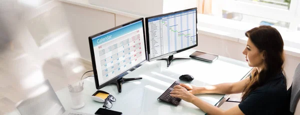 Planificador Gráficos Gantt Pantalla Del Ordenador Programación Agenda —  Fotos de Stock